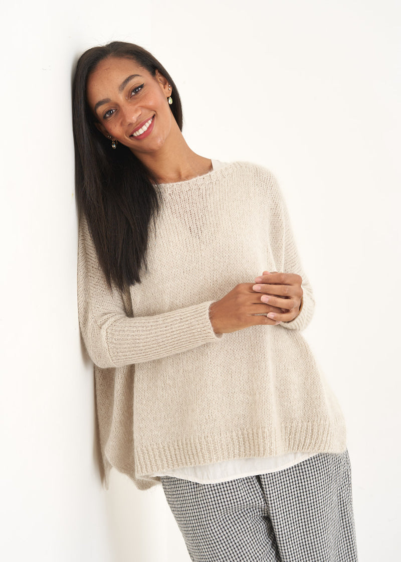 Light oatmeal swing sweater