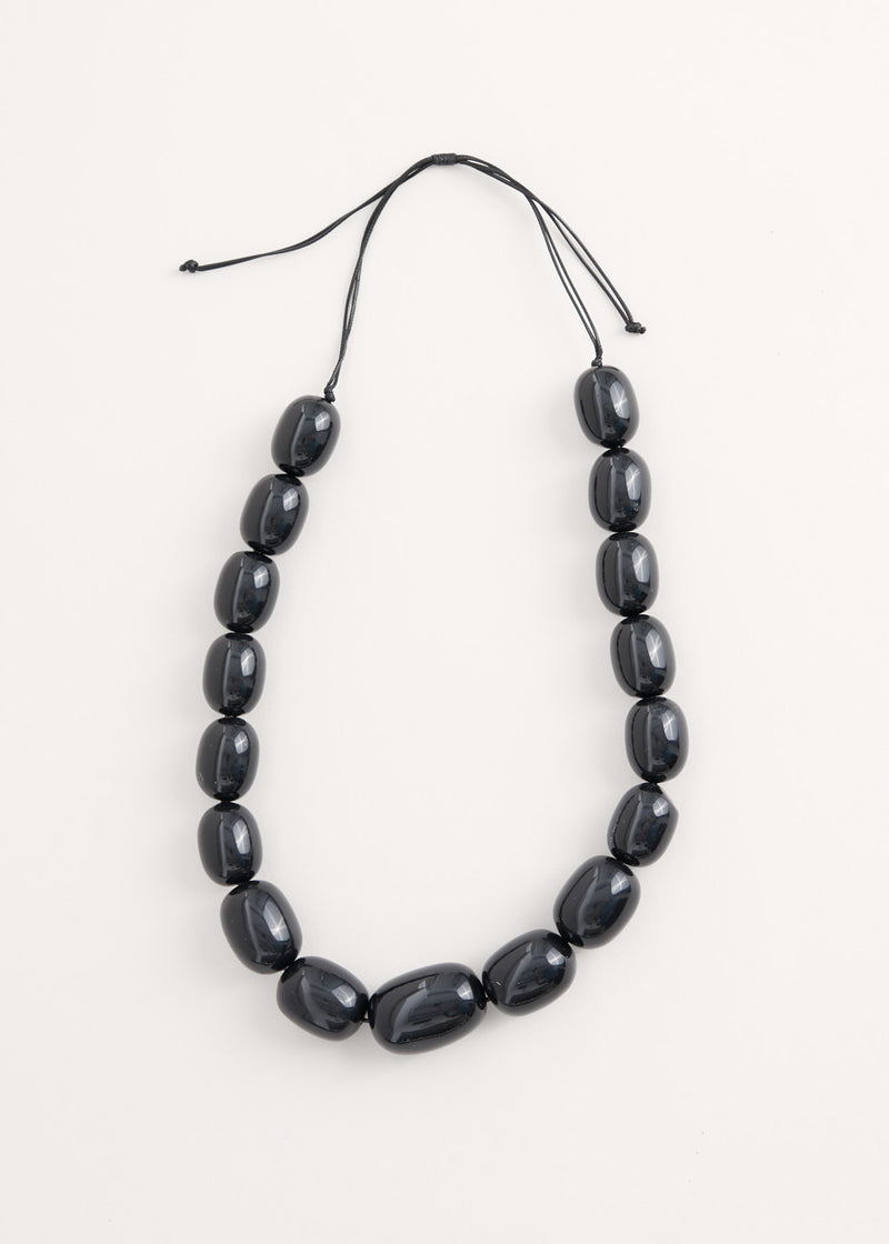 Black resin bead necklace