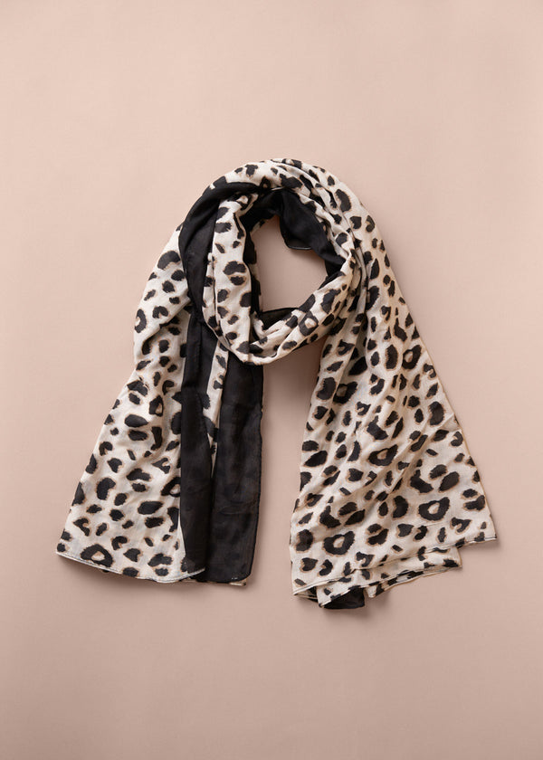 VARLEY LEOPARD COTTON SCARF - OATMEAL