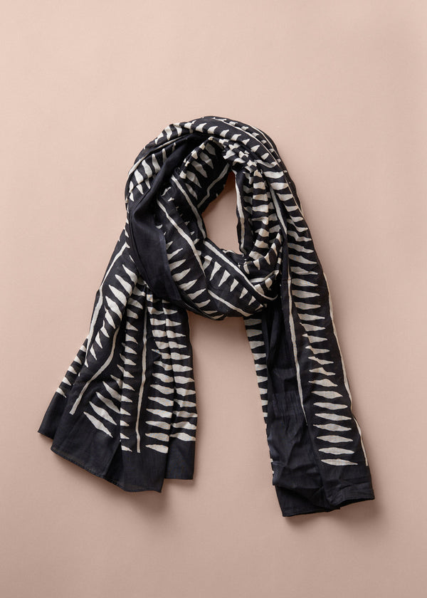 VARLEY PRINT COTTON SCARF - BLACK