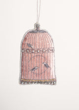 Velvet beaded birdcage decoration