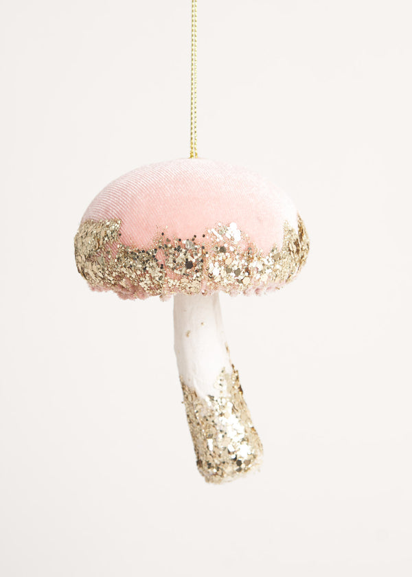 Pink velvet mushroom decoration