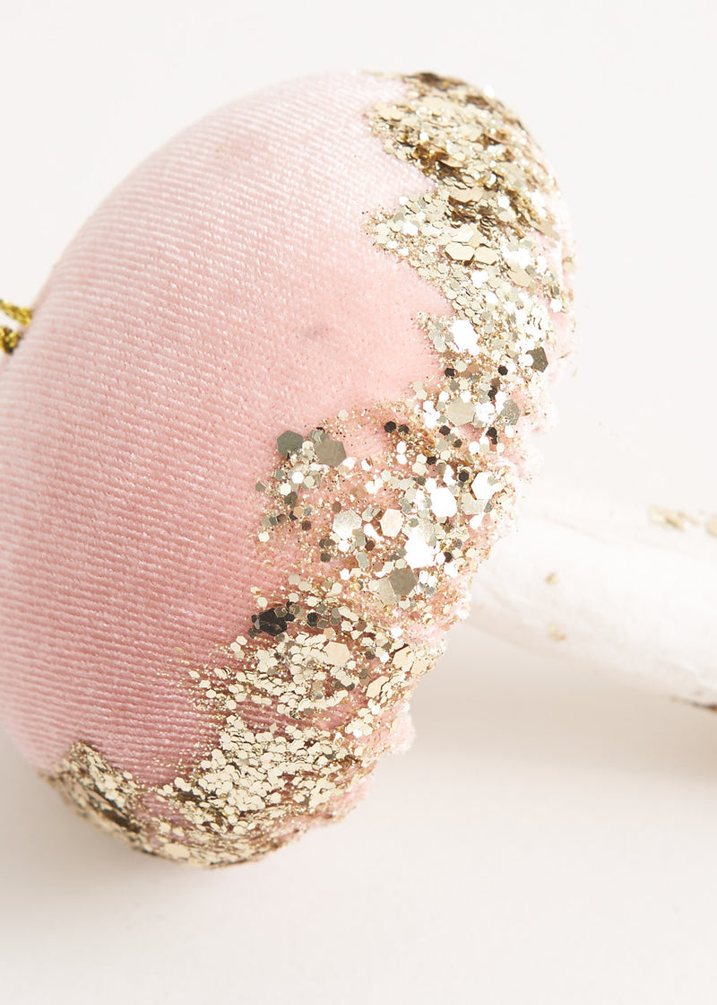 Pink velvet mushroom decoration