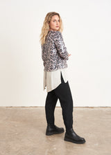 Light pink leopard print sequin jacket