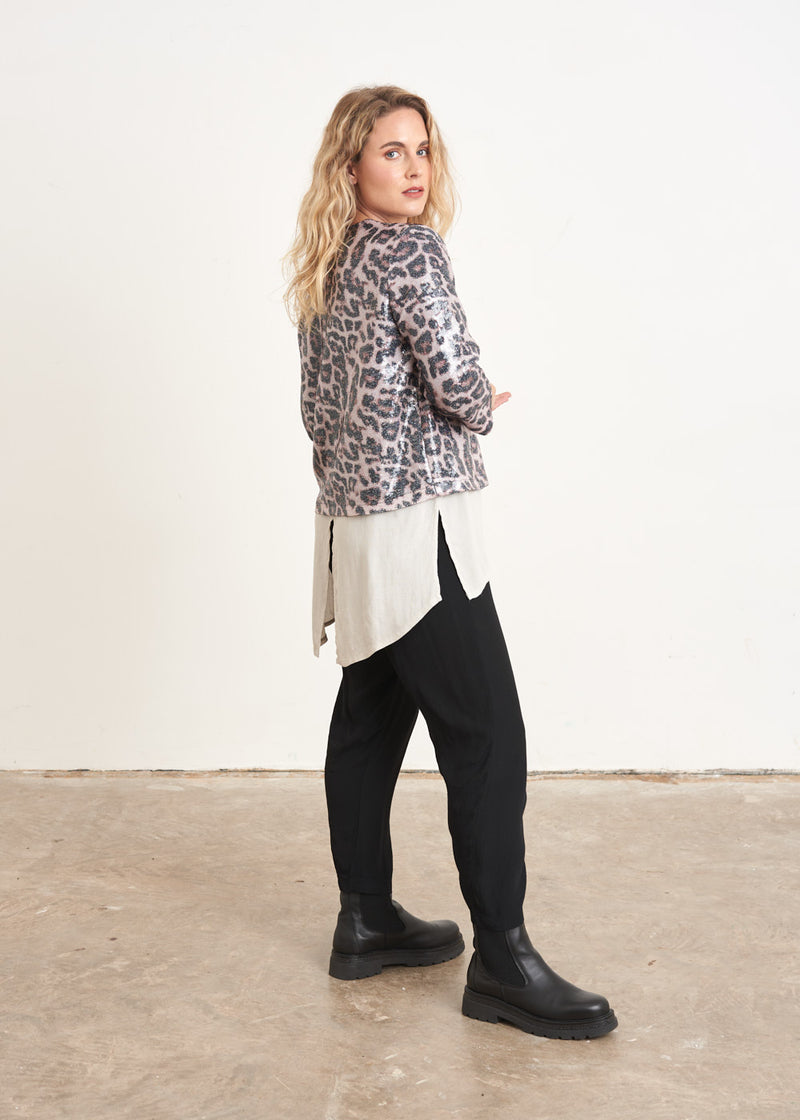 Light pink leopard print sequin jacket
