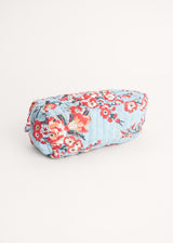 Pale blue and red cherry blossom wash bag