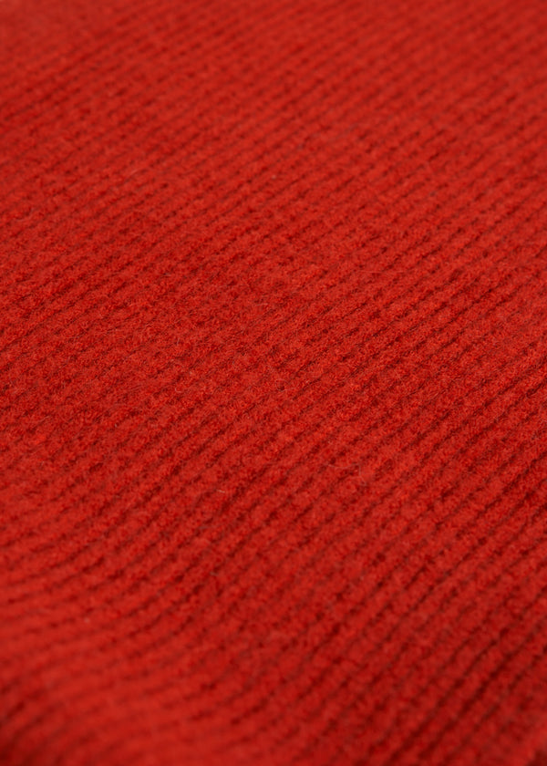 Red ribbed wool scarf