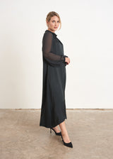 Black sheer sleeve maxi dress