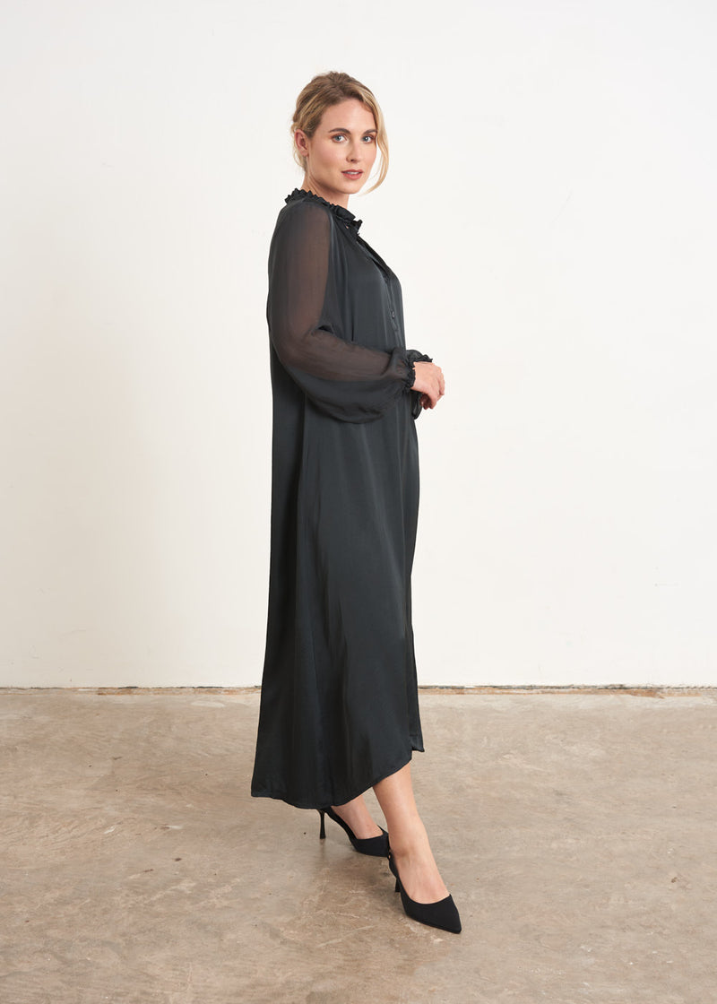 Black sheer sleeve maxi dress