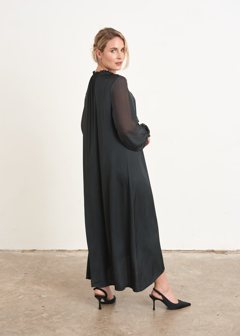 Black sheer sleeve maxi dress