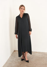 Black sheer sleeve maxi dress