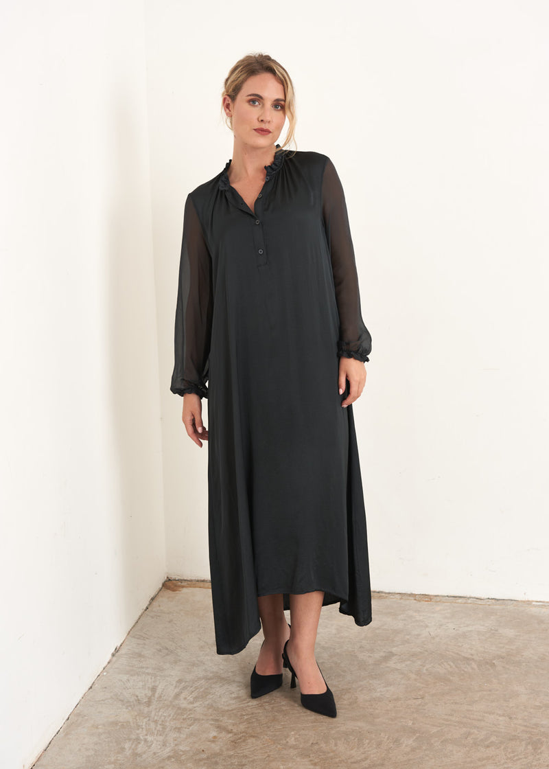 Black sheer sleeve maxi dress