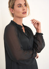 Black sheer sleeve maxi dress
