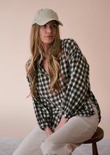 Green and oatmeal check cotton shirt