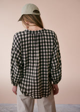 Green and oatmeal check cotton shirt