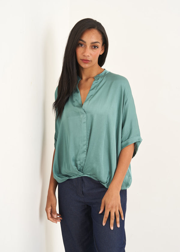 Aqua teal blouse top