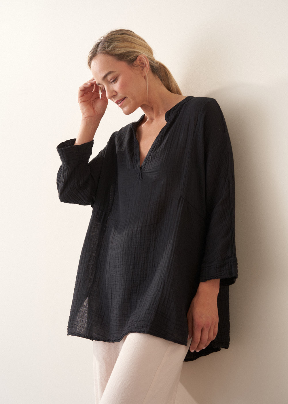 Adele Cotton Top - Black