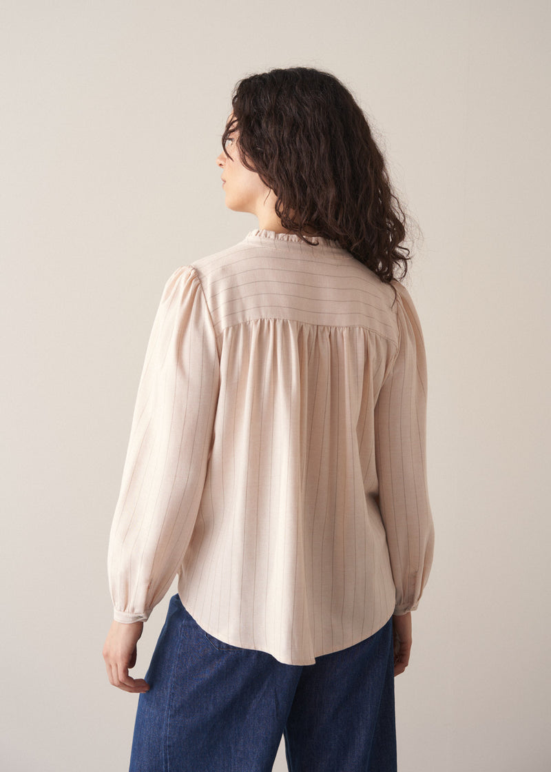 Agatha Stripe Shirt - Blush | Tops and Blouses | BUSBY & FOX
