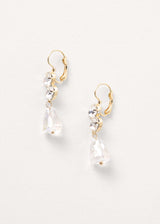 Clear crystal drop earrings on white background