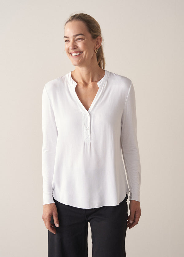 Candice Jersey Top - White | Tops | BUSBY & FOX – Busby & Fox