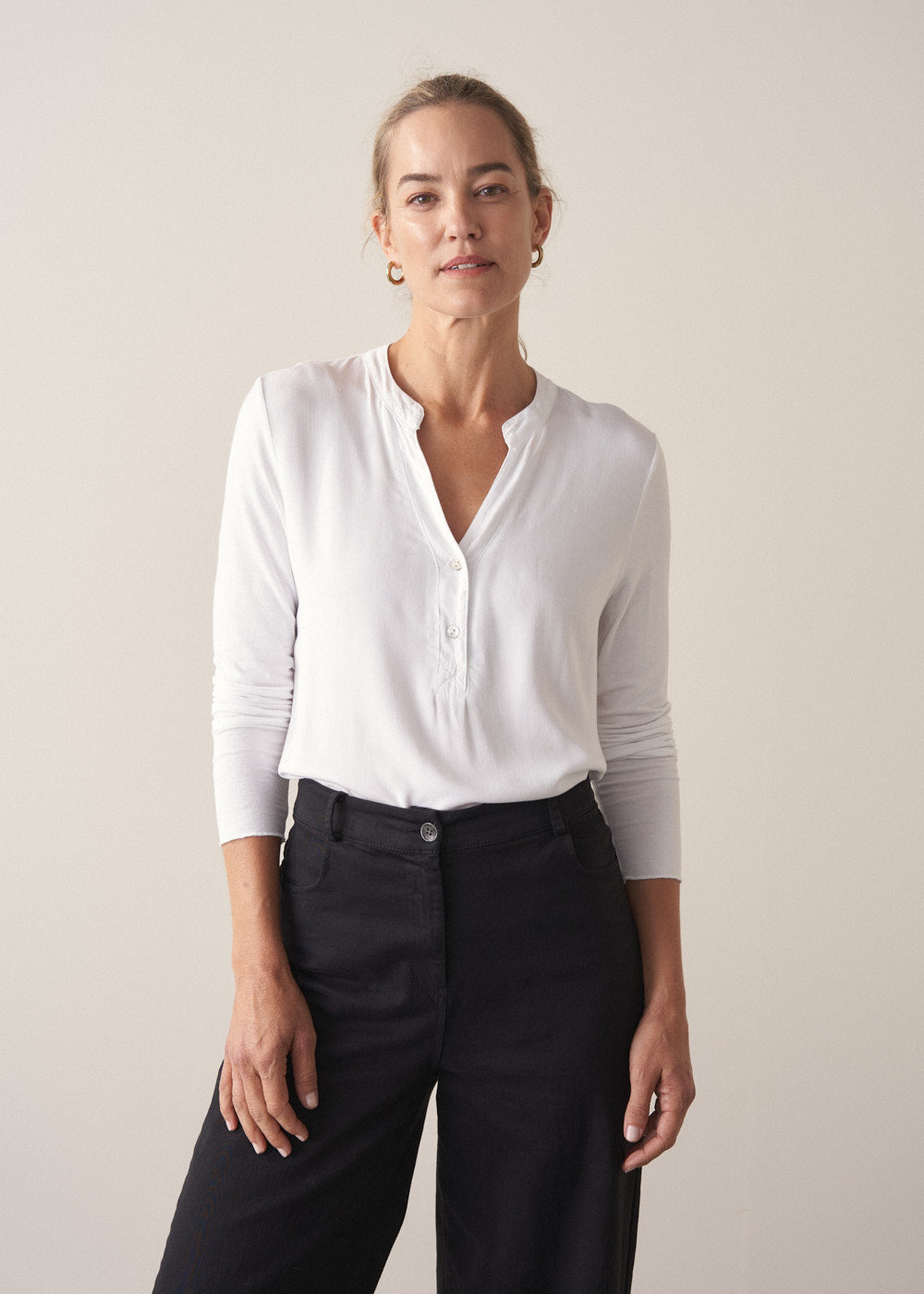 Candice Jersey Top - White | Tops | BUSBY & FOX – Busby & Fox
