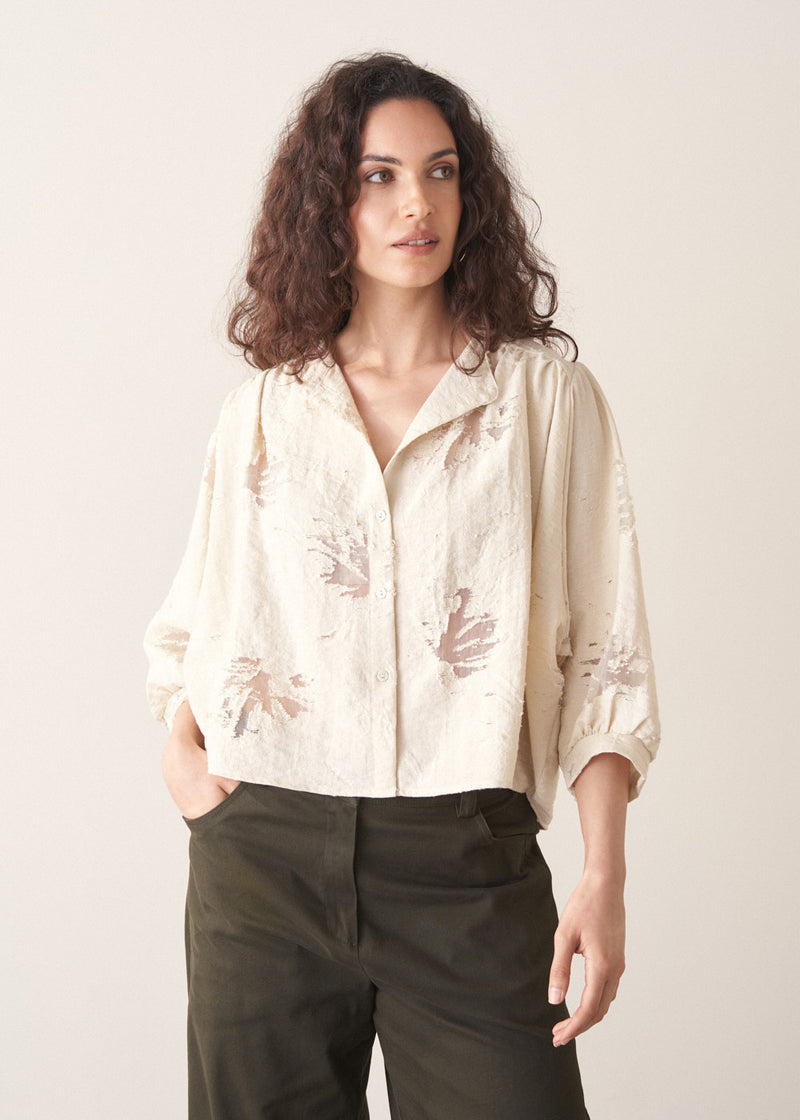 Davina Jacquard Overshirt - Parchment | Tops – Busby & Fox