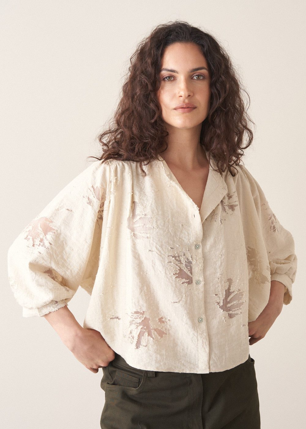 Davina Jacquard Overshirt - Parchment | Tops – Busby & Fox