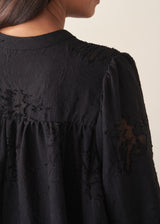 DAVINA JACQUARD OVERSHIRT - BLACK