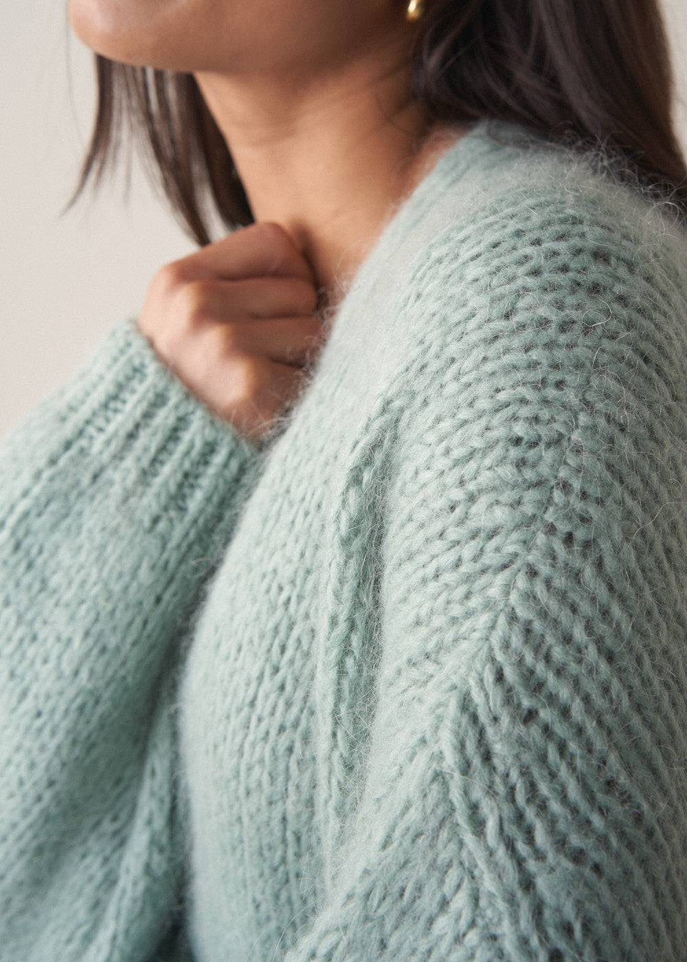Dina Chunky Knit Cardigan - Mint | Knitwear – Busby & Fox