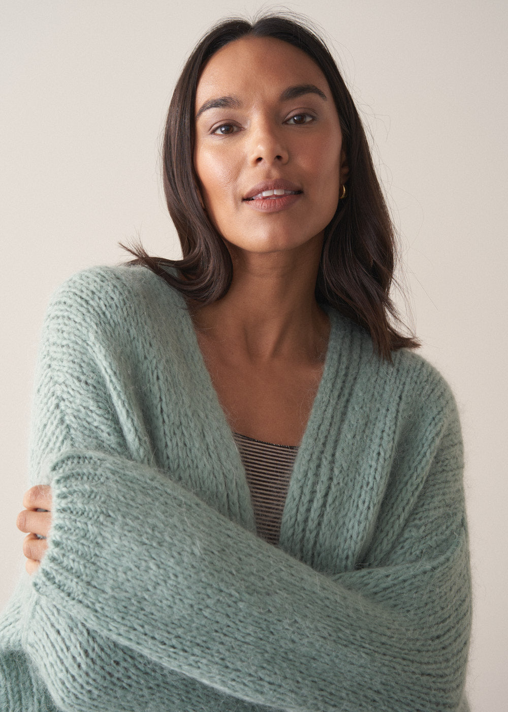 Dina Chunky Knit Cardigan - Mint | Knitwear – Busby & Fox