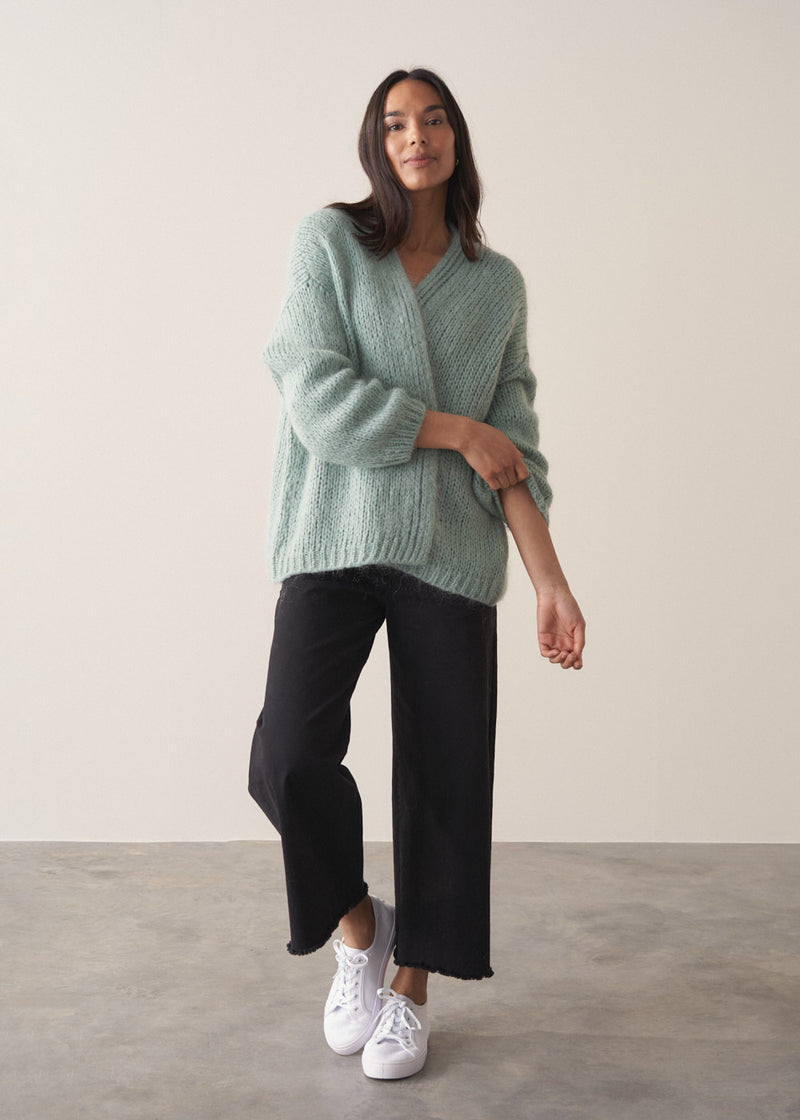 Dina Chunky Knit Cardigan - Mint | Knitwear – Busby & Fox