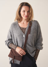 EDDY SOFT CASHMERE MIX LEOPARD TOP - BROWN