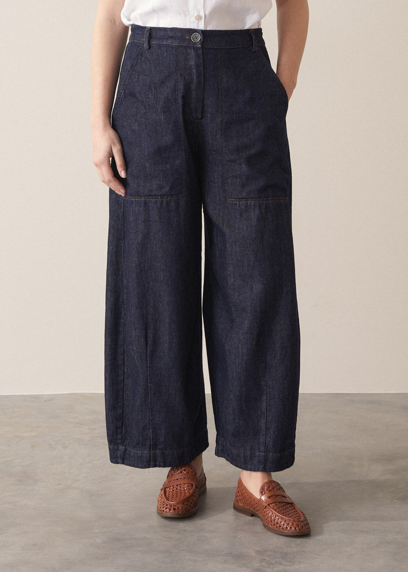 Elizabeth Wide Leg Denim Cargo Trouser - Blue | Bottoms – Busby & Fox