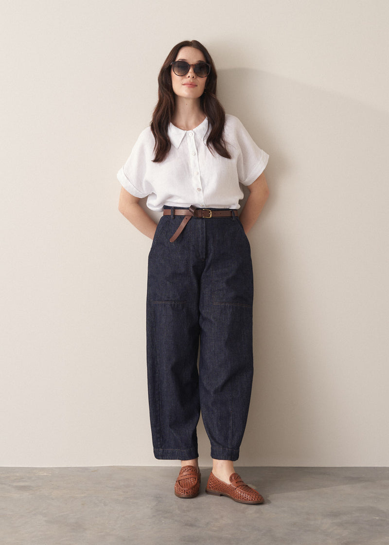 Elizabeth Wide Leg Denim Cargo Trouser - Blue | Bottoms – Busby & Fox