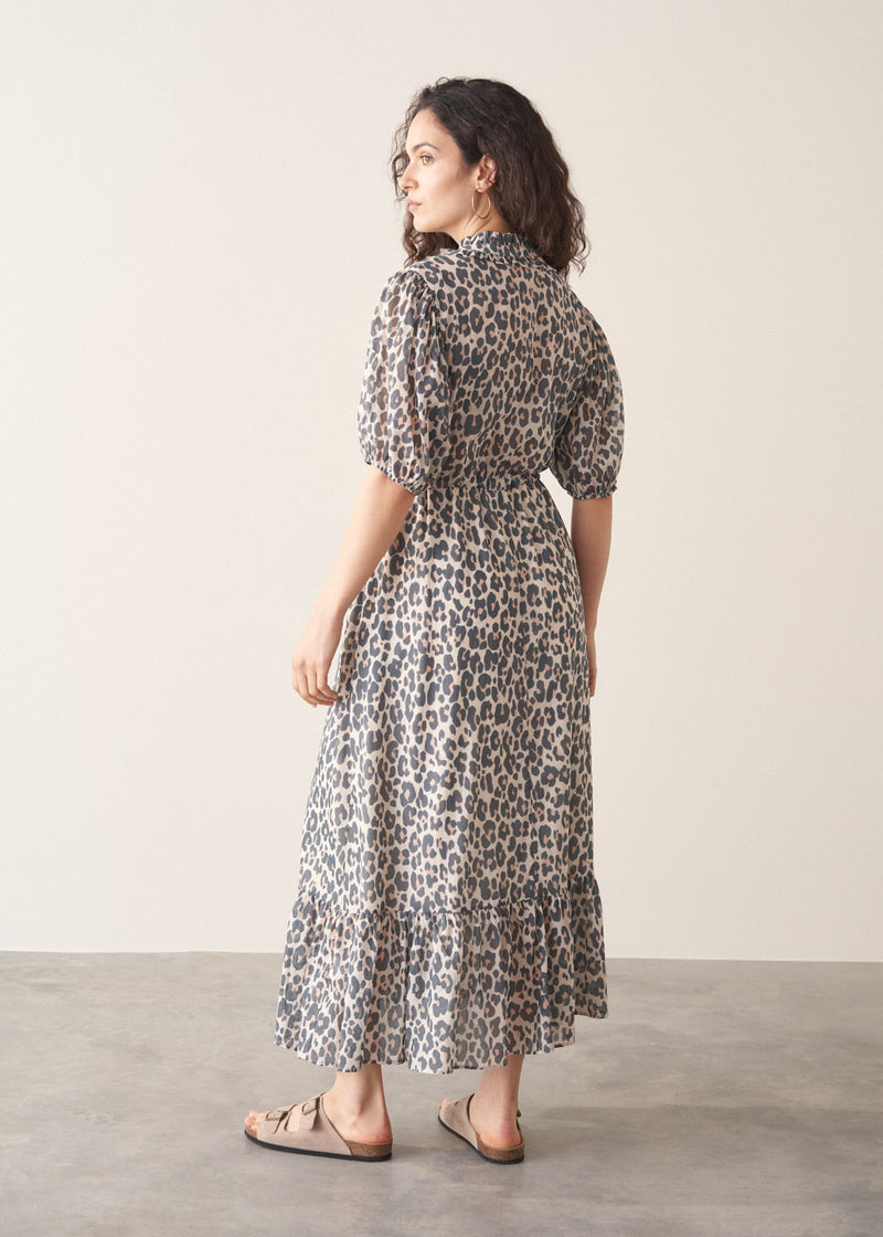 cotton on leopard print dress Women's Multi Bella Boat Neck Mini Dress
