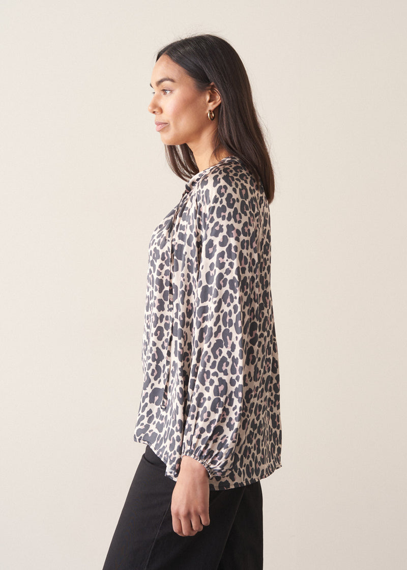 Fiona Leopard Silk Mix Top - Oatmeal | Tops & Blouses – Busby & Fox