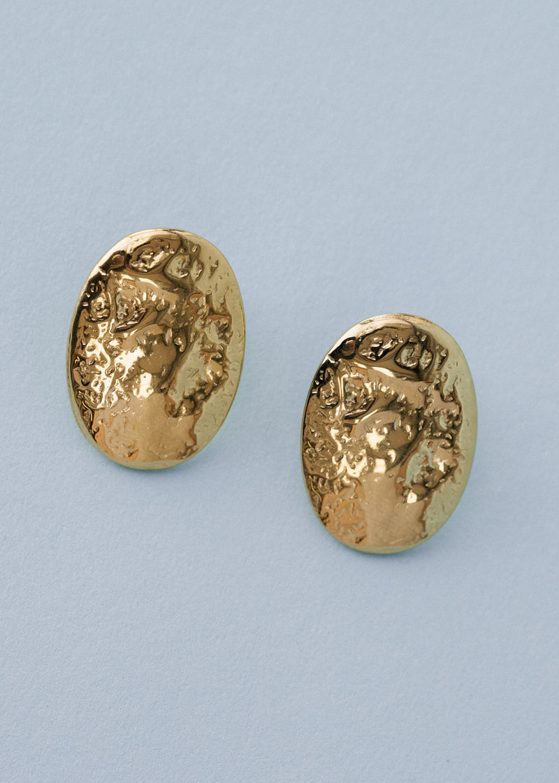 Gold hammered stud earrings