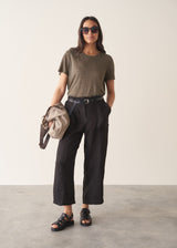HOLLIS STRAIGHT LEG LINEN TROUSER - BLACK