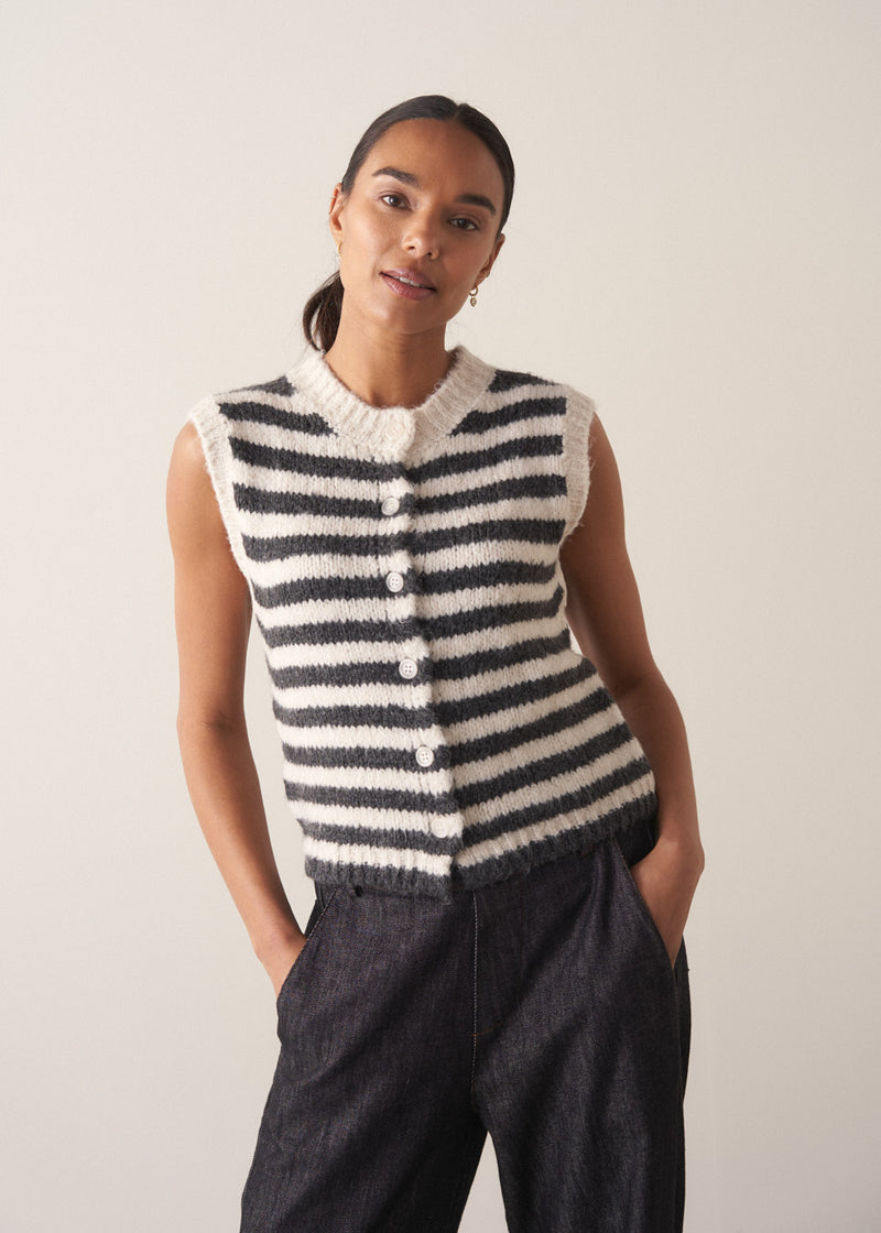 Isla Knitted Waistcoat - Grey | knitwear | BUSBY & FOX