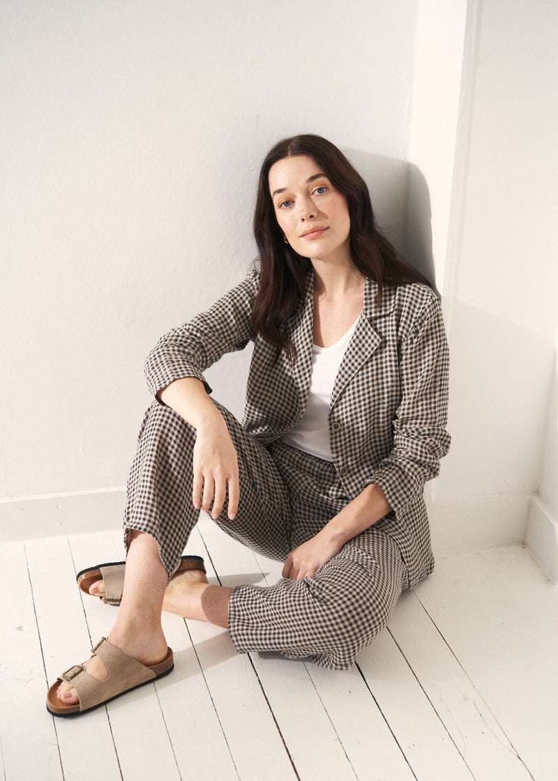 Theory luxe 25年 Lush Linen Adison Jacket Lorian Linen Check Jacket - Neutral | Jackets & Coats – Busby & Fox