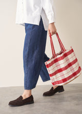 SABRINA CHECK WOVEN BAG - RED