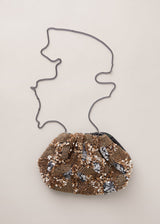 Gold sequin embellished clutch bag