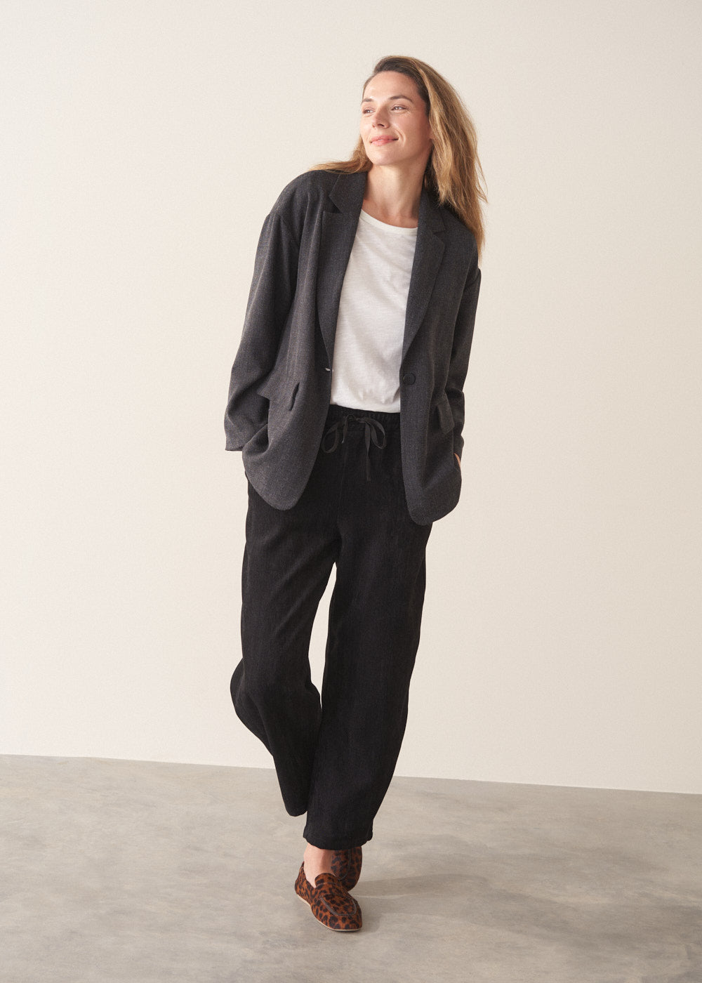 Busby & Fox Velvet Herringbone Trousers - Black