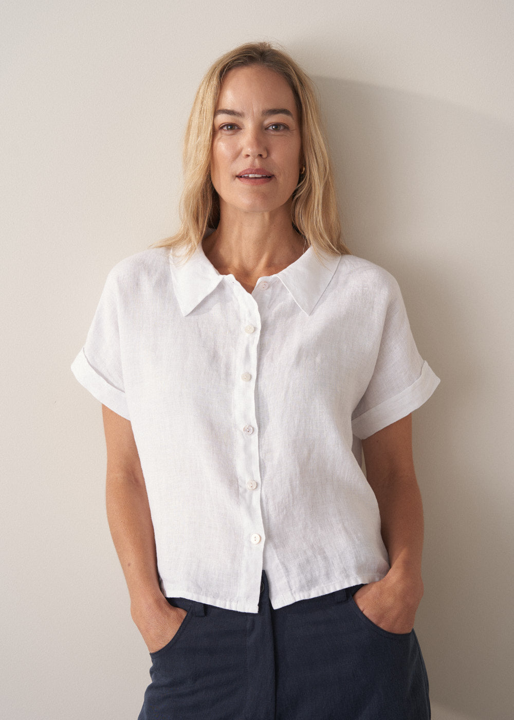 Lois Linen Shirt - White | Tops & Blouses – Busby & Fox