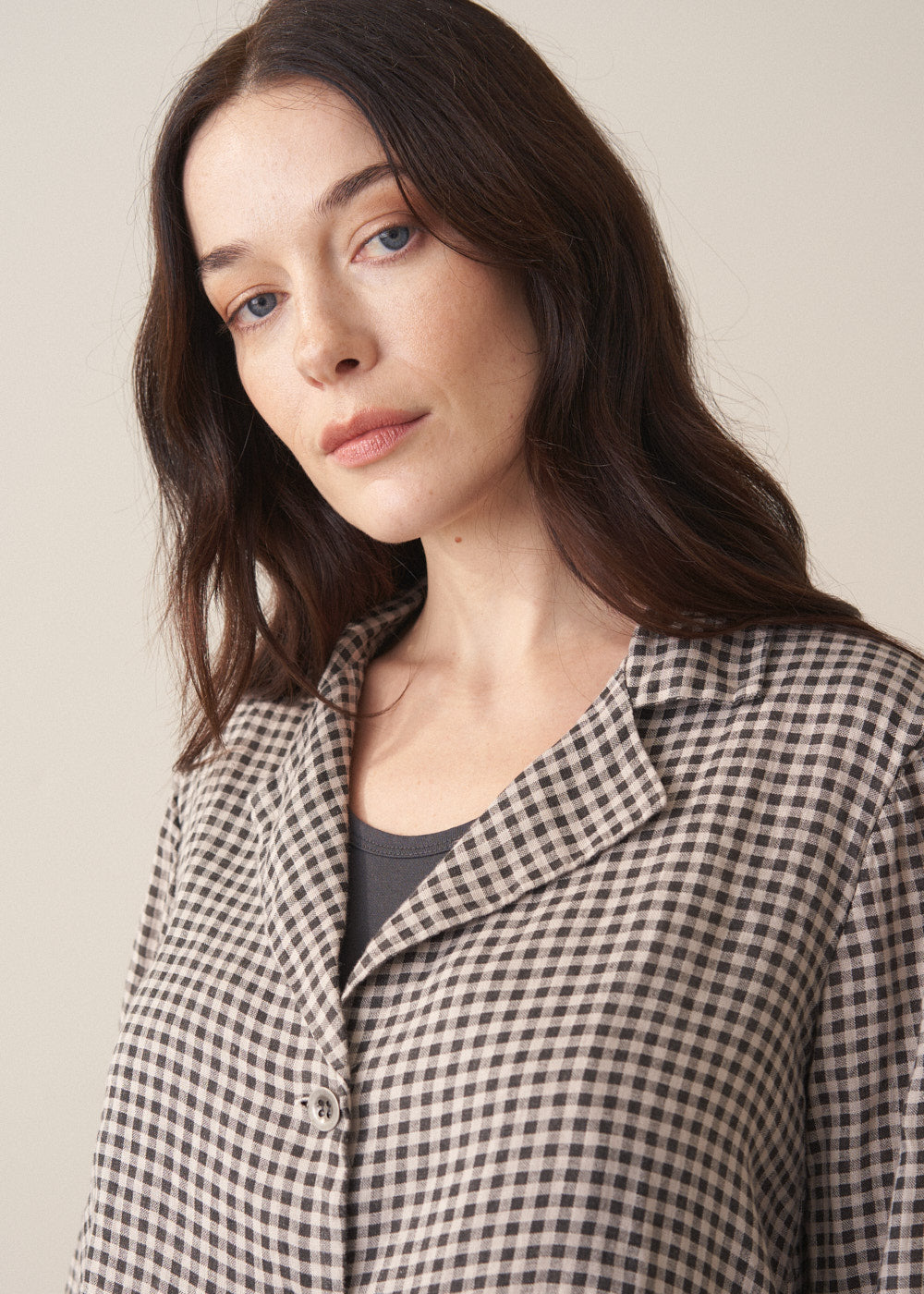 Lorian Linen Check Jacket - Neutral | Jackets & Coats – Busby & Fox