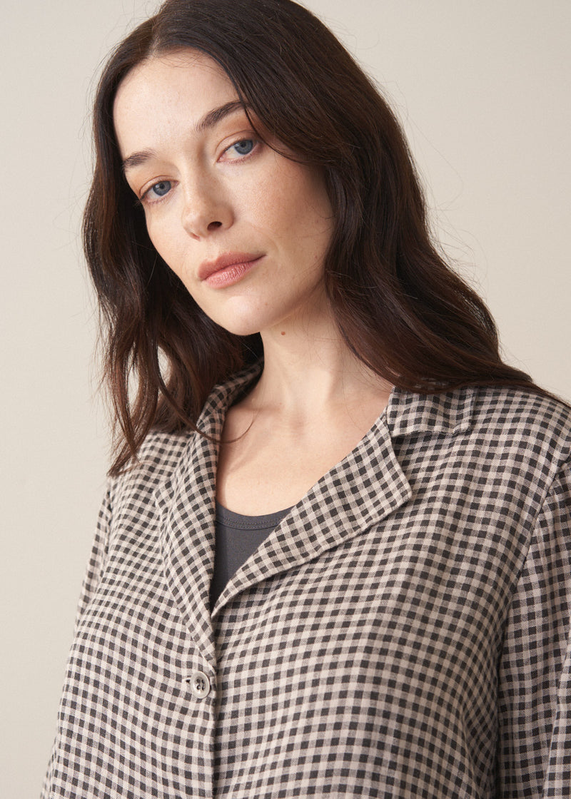 Lorian Linen Check Jacket - Neutral | Jackets & Coats – Busby & Fox