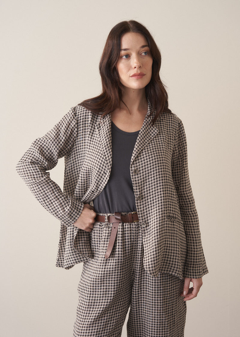 Theory luxe 25年 Lush Linen Adison Jacket Lorian Linen Check Jacket - Neutral | Jackets & Coats – Busby & Fox