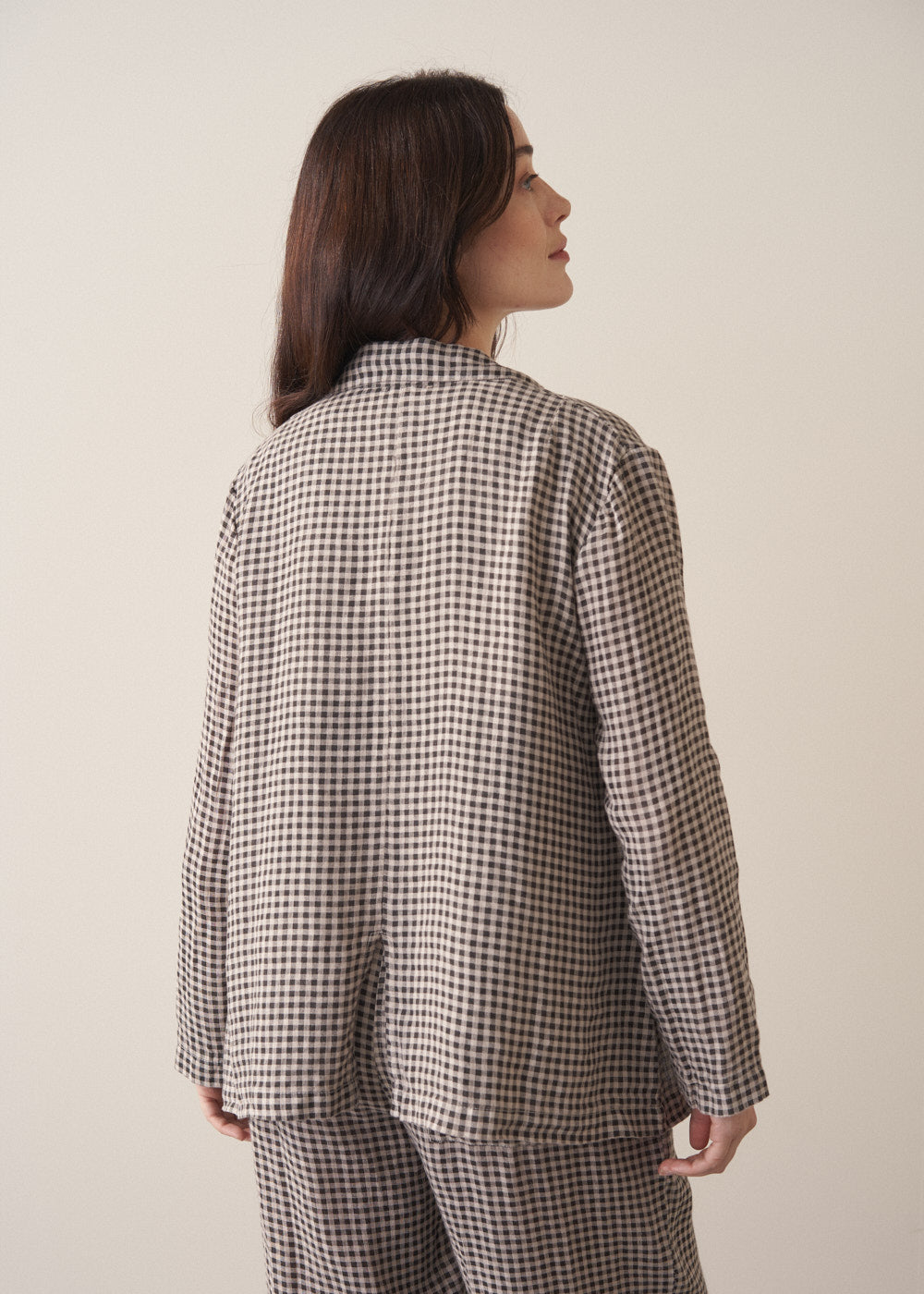 Lorian Linen Check Jacket - Neutral | Jackets & Coats – Busby & Fox