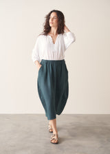MARA LINEN SKIRT - DARK GREEN