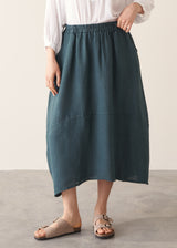 MARA LINEN SKIRT - DARK GREEN